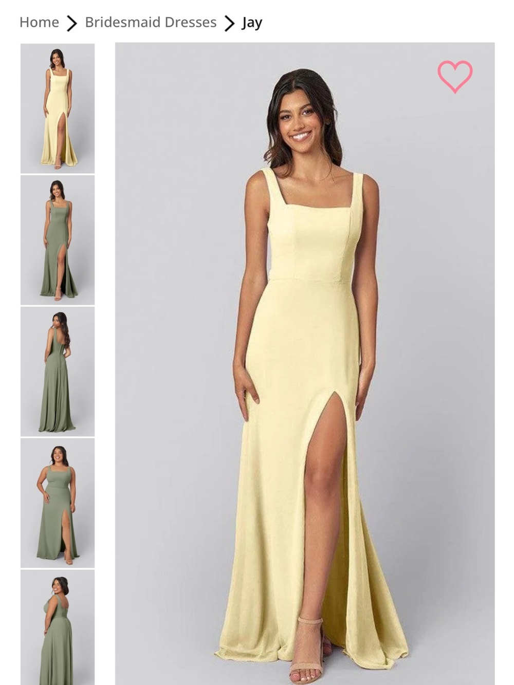 Kennedy Blue Jay Square-Neck Yellow Bridesmaid Dress